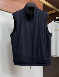 BUR Reversible Stand Collar Vest / Navy & Brown