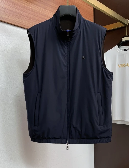 BUR Reversible Stand Collar Vest / Navy & Brown - image
