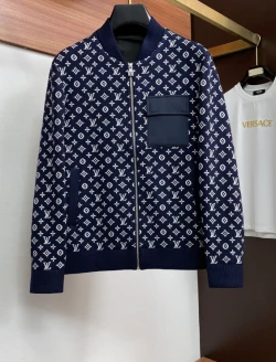 LV Monogram Jacquard Pocket Cardigan / Navy