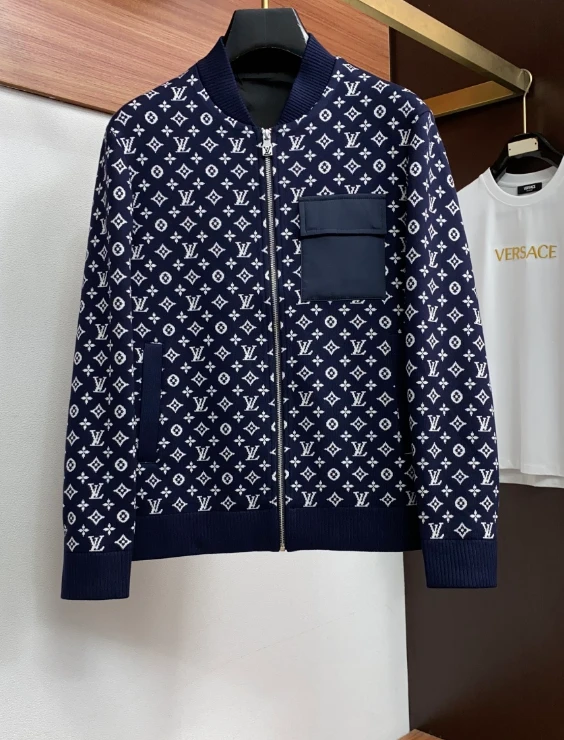LV Monogram Jacquard Pocket Cardigan / Navy - image