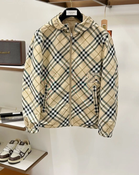 BUR Reversible Check Hooded Jacket / Beige & Check - image