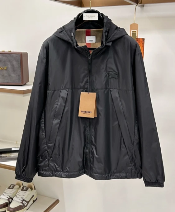 BUR Check Trim Hooded Jacket / Black - image