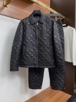 LV Quilted Jacket & Trousers Set / Black