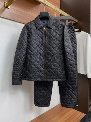 LV Quilted Jacket & Trousers Set / Black - image