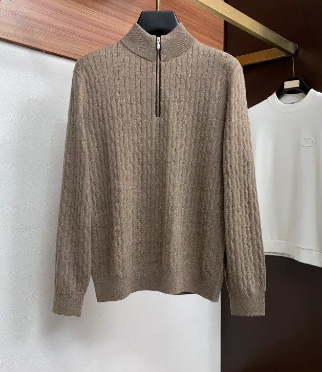 LP Ribbed Half Zip Sweater / Beige - image