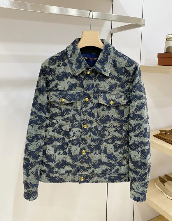LV Camouflage Monogram Denim Jacket / Blue & Green - image