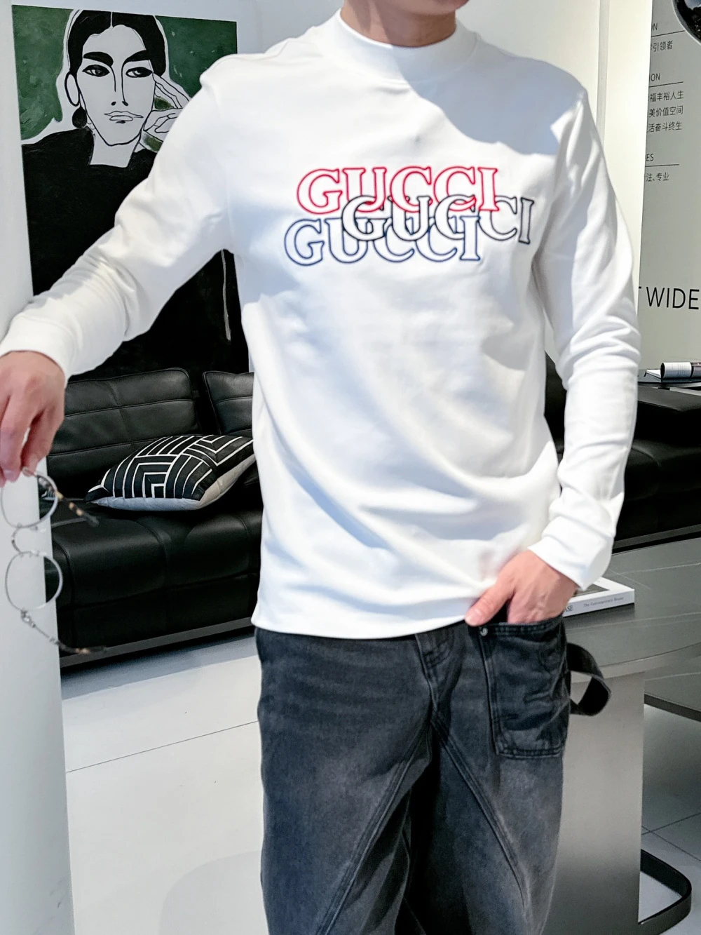 GUC Contrast Double Lettering Top / Multiple Colors - image