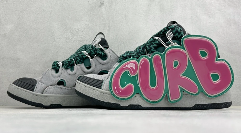 Lanvin Curb Colorful Lettering / Grey & Green & Pink - image
