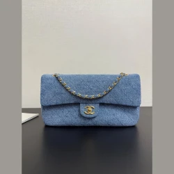 CHA Denim CF Flap Bag / Blue