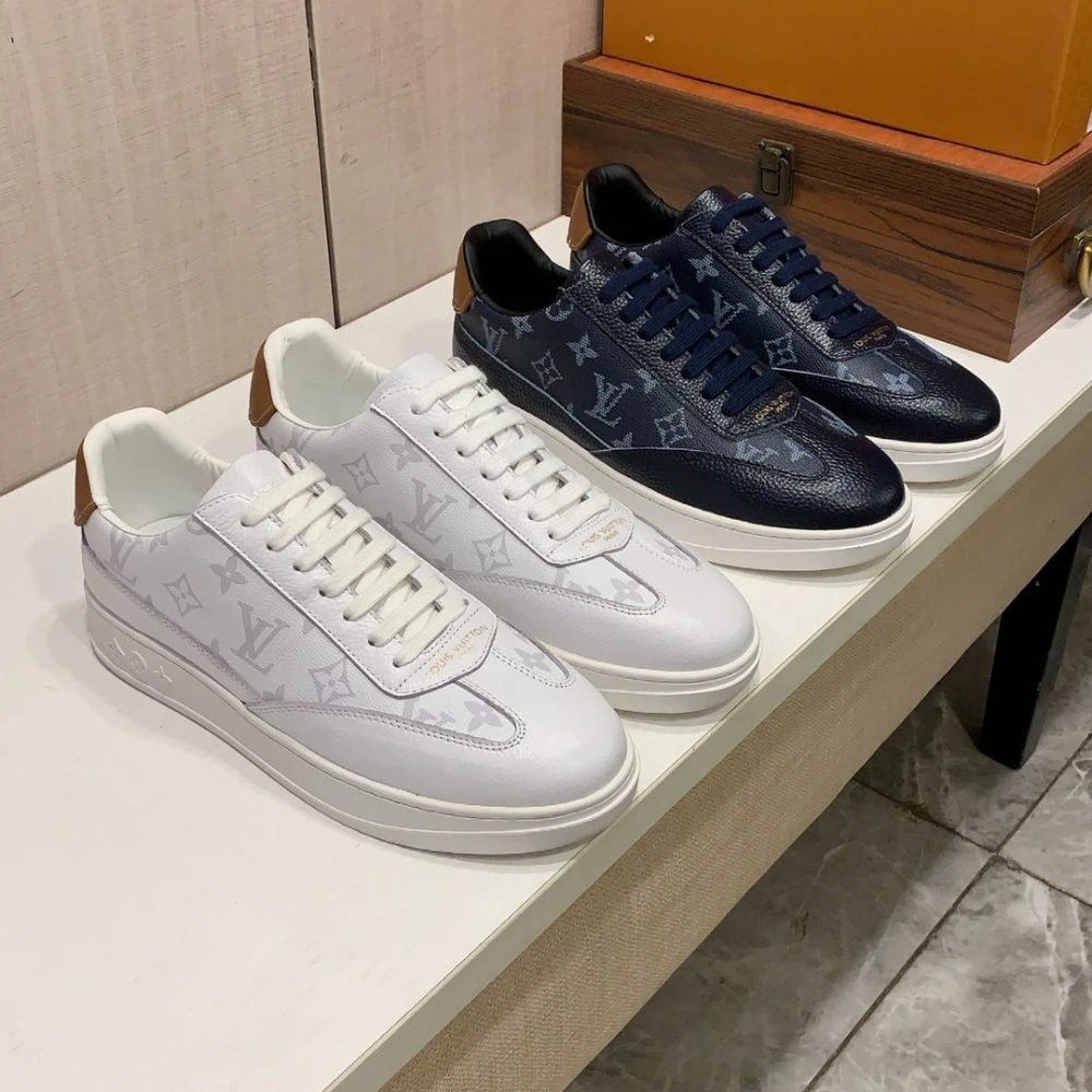 Louis Vuitton Monogram Leather Sneaker / White & Navy - image