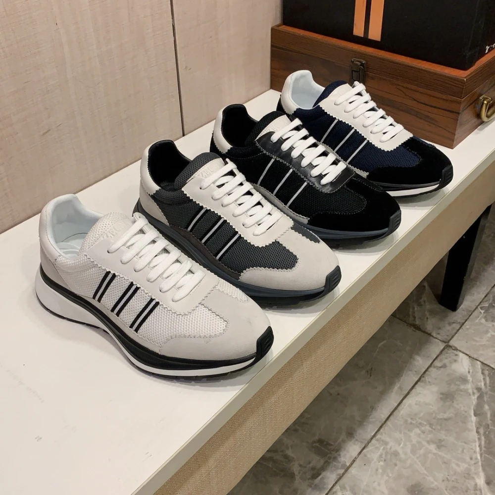 Zegna Mesh Runner Sneaker / Navy & Grey & Black & White - image