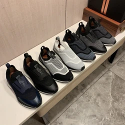 Zegna Knit Slip-On Sneaker / Black & Navy & White & Grey & Blue