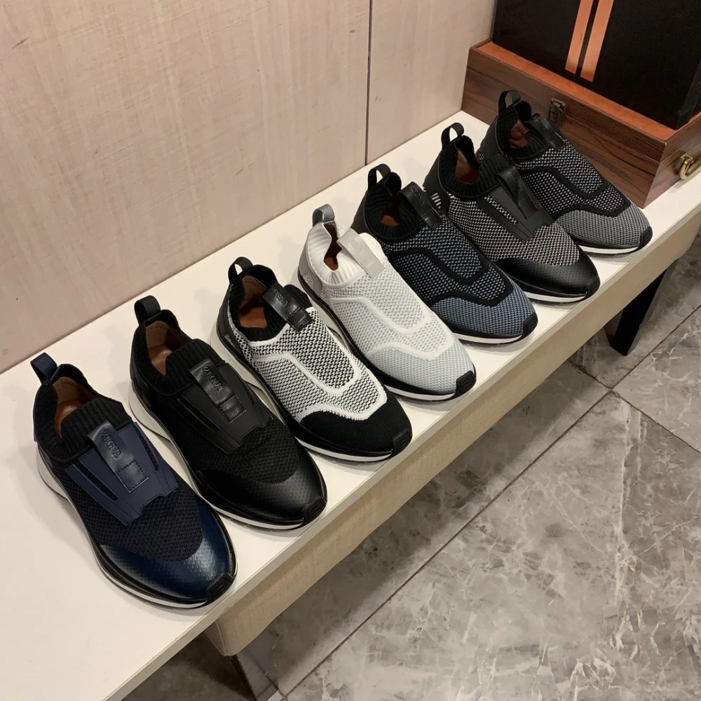 Zegna Knit Slip-On Sneaker / Black & Navy & White & Grey & Blue - image