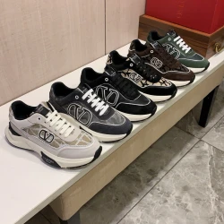 Valentino Garavani VLogo Runner Sneaker / White & Grey & Green & Black & Beige & Brown