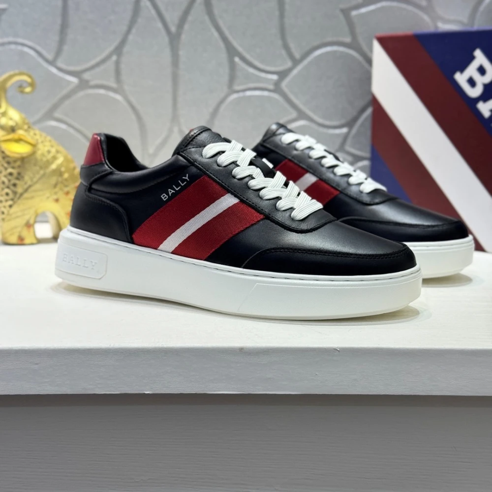 Bally Signature Stripe Sneaker / Black & Red & White - image