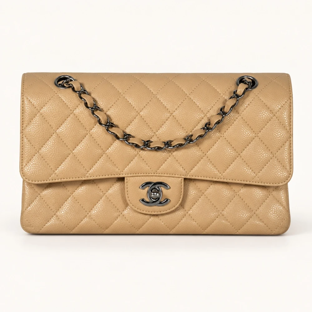 CC / Classic Caviar Flap Silver Hardware / Beige - image