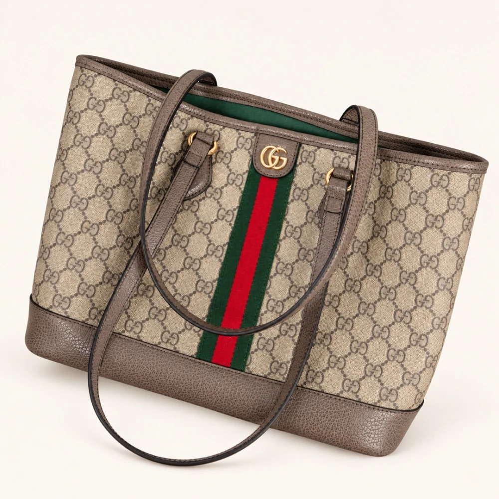 GG / Web Tote Medium / Beige Brown - image