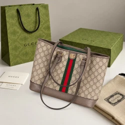 GG / Web Tote Medium / Beige Brown