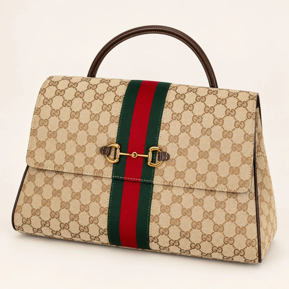 GG / Web Structured Tote / Beige Brown - image