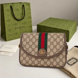 GG / Web Flap Bag / Beige Brown