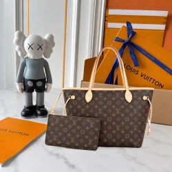 LV / Neverfull MM Contrast Handles / Monogram Brown and Light Handles