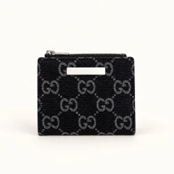 GG / Denim Compact Wallet / Black Denim