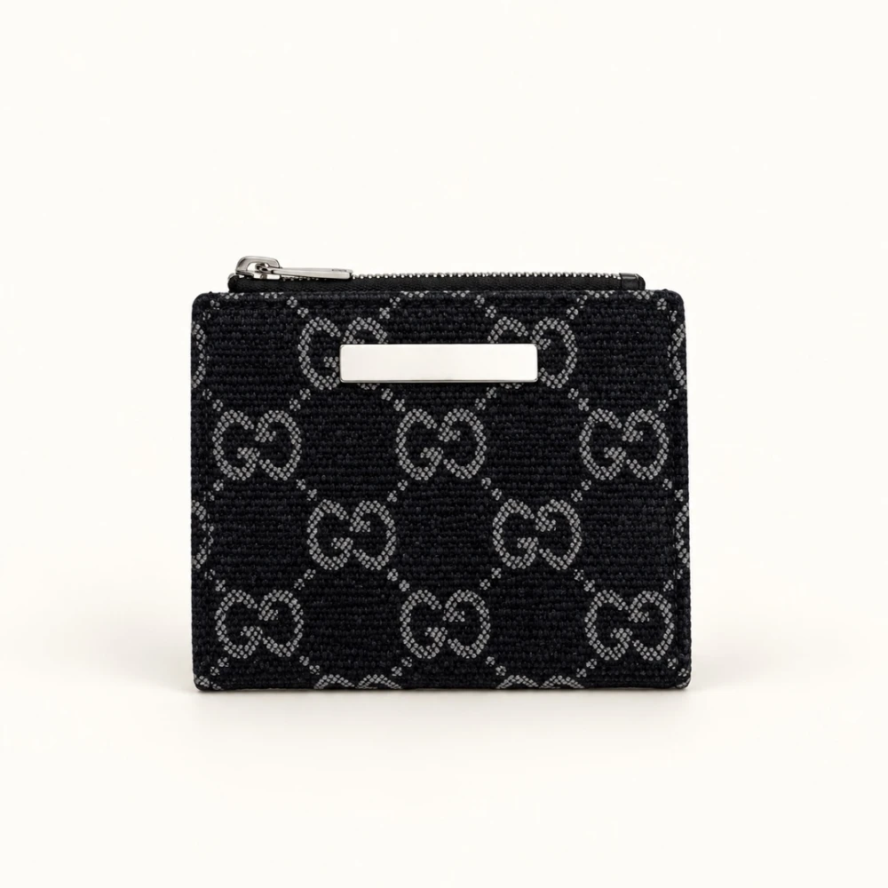 GG / Denim Compact Wallet / Black Denim - image