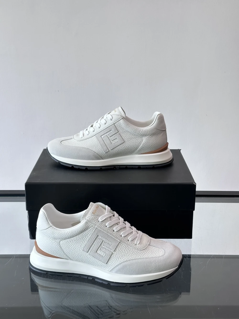 Balmain Monogram Runner Sneaker "White Leather" - image