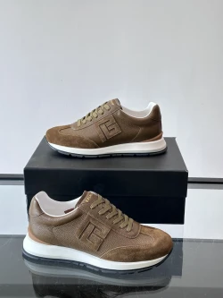 Balmain Monogram Runner Sneaker "Brown Leather"