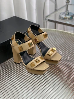 Balmain Studded Platform Sandal "Beige/Gold"