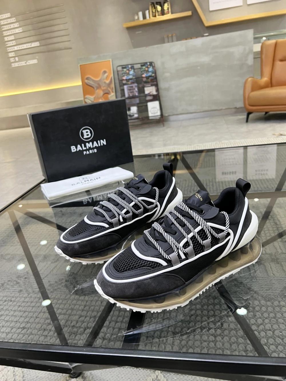 Balmain B-Runner Mesh Sneaker "Black/White" - image