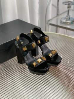 Balmain Studded Platform Sandal "Black/Gold"