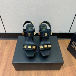 Balmain Studded Pony Hair Sandal "Black/Gold"