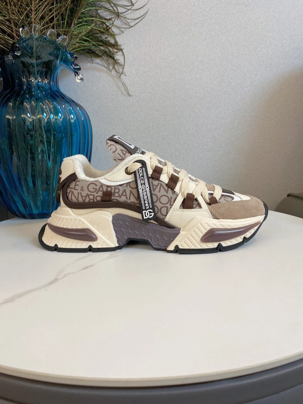 D&G DG New Sneaker "Beige/Brown Monogram" - image