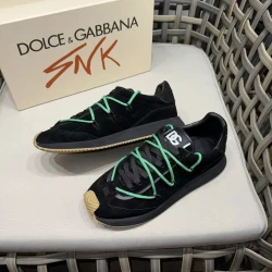 D&G Double-Lace Suede Sneaker "Black/Neon Green"