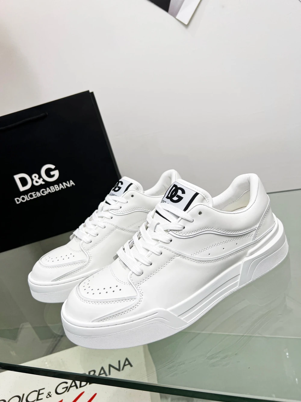 D&G Chunky Leather Sneaker "Triple White" - image