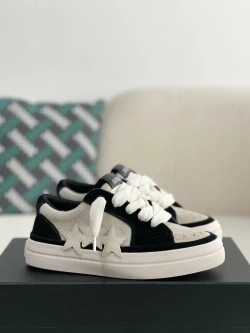 AMIRI Star Appliqué Suede Skater "Black/Cream"