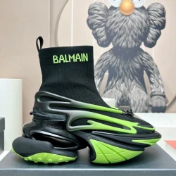 Balmain Unicorn Knit High-Top Sneaker "Black/Neon Green"