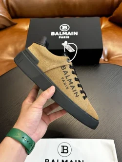 Balmain B-Court Suede Sneaker "Camel/Black"