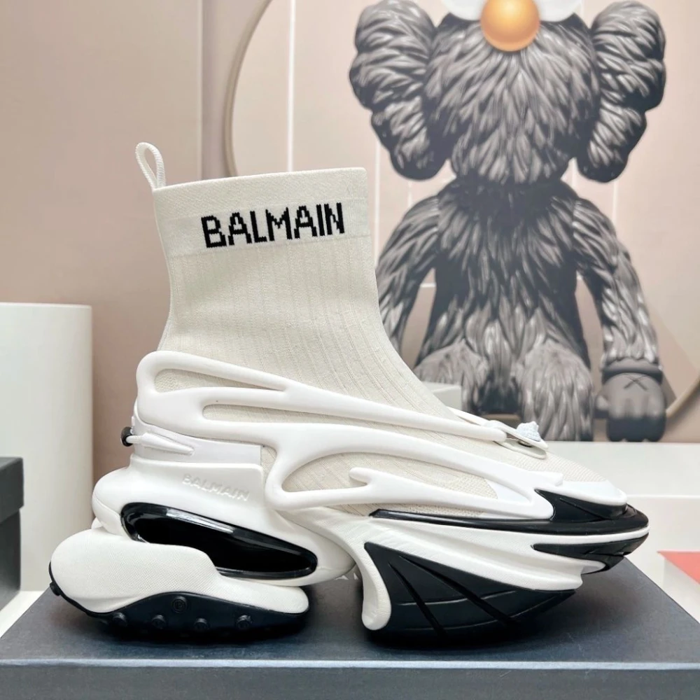 Balmain Unicorn Knit High-Top Sneaker "White/Black" - image