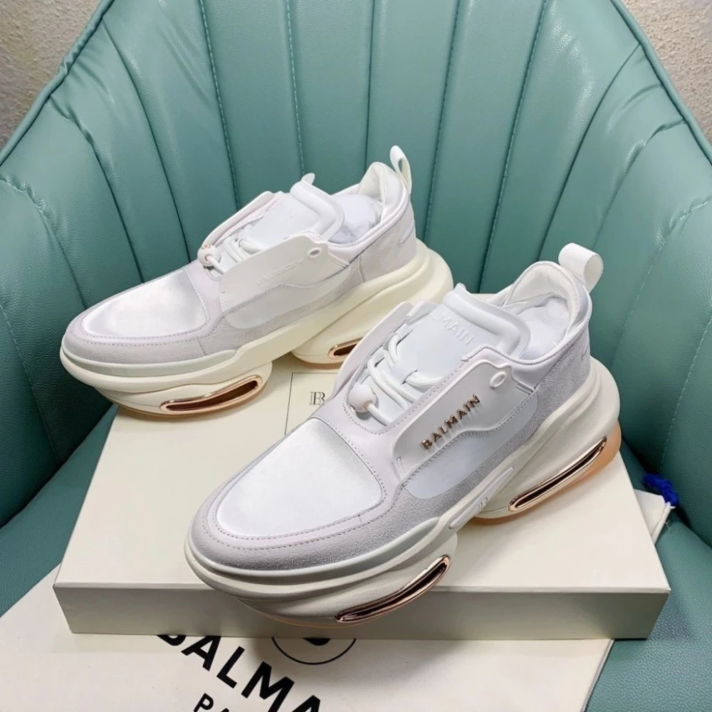 Balmain B-Bold Low-Top Sneakers "White/Cream/Gold" - image