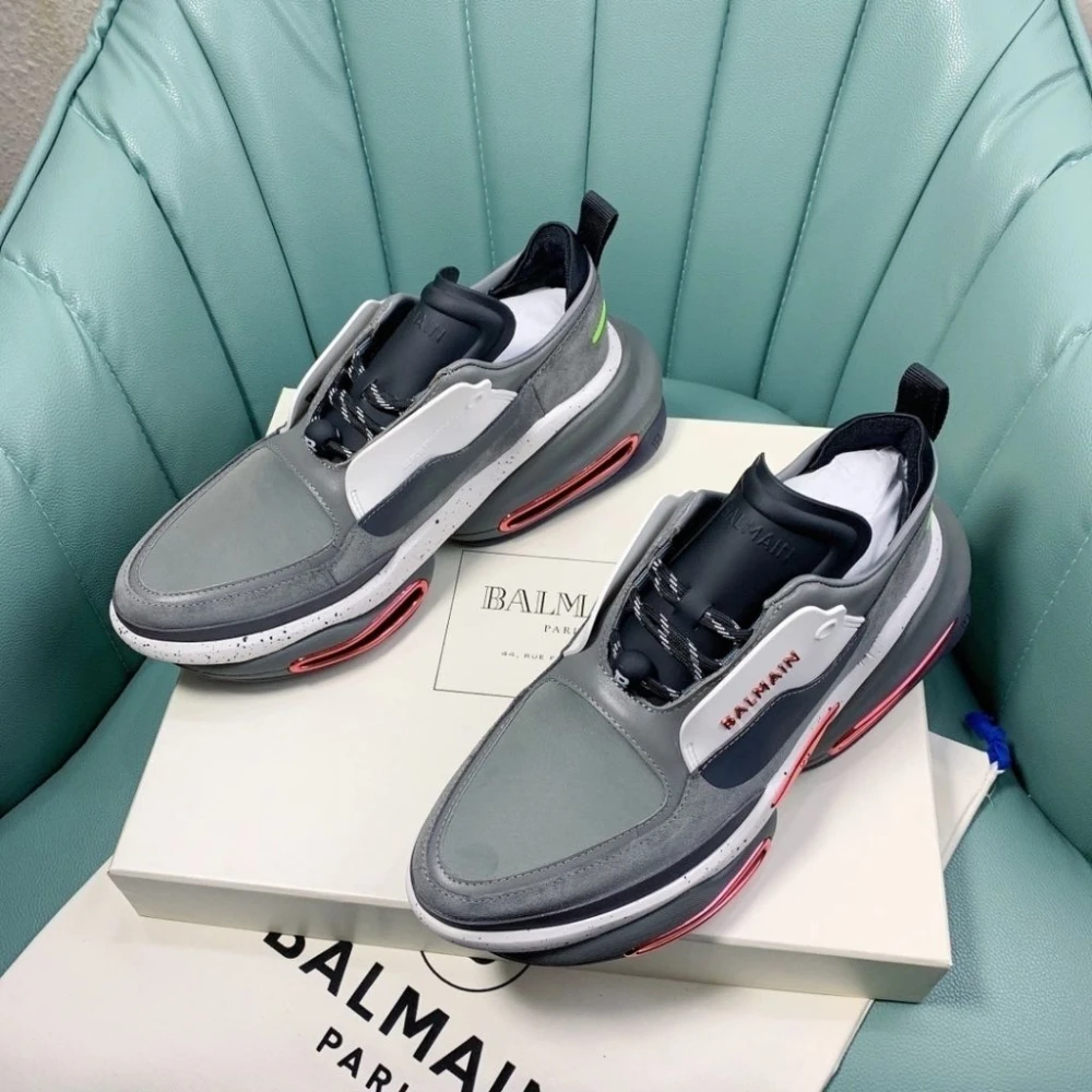 Balmain B-Bold Low-Top Sneakers "Grey/White/Orange" - image