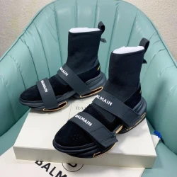 Balmain Robin Knit High-Top Sneakers "Black/Gold"