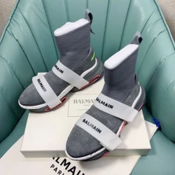 Balmain Robin Knit High-Top Sneakers "Grey/White/Neon"