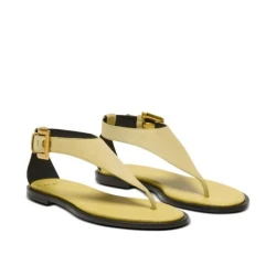 Balmain Suede Thong Flat Sandal "Pastel Yellow"