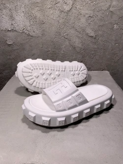 Balmain B-Bold Rubber Slides "Pure White"