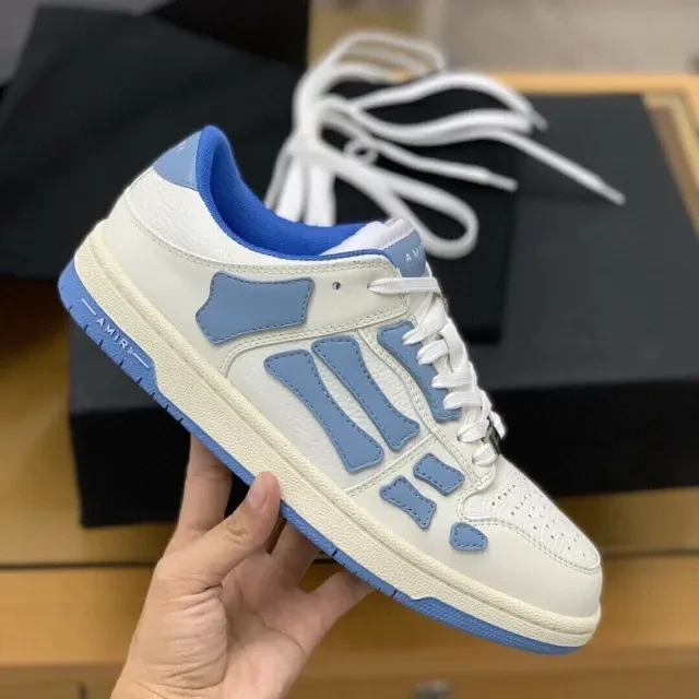 Amiri Skel Top Low Sneakers "White/Light Blue" - image