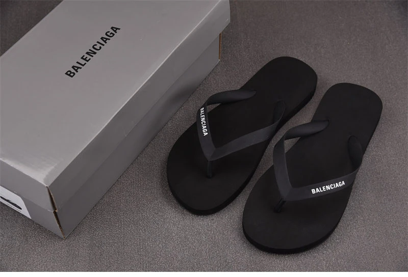 Balenciaga Logo Flip-Flops "Black/White" - image