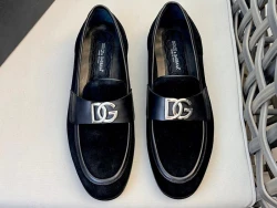 D&G Suede Logo Loafer / Black / Grey