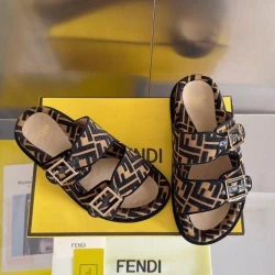Fendi Дамски чехли FF Motif Brown